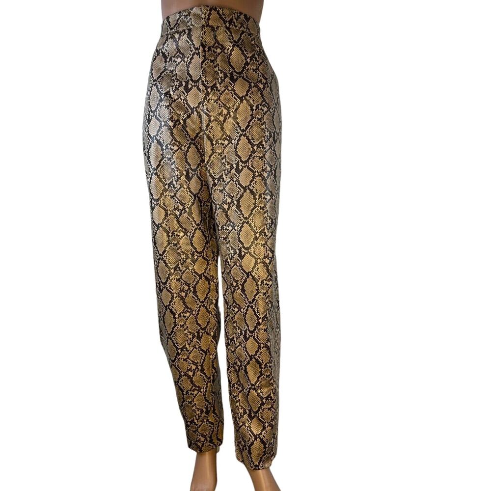 NEW ZARA High Waist Faux Leather Animal Snake Print Trouser Pants, Bloggers Fav